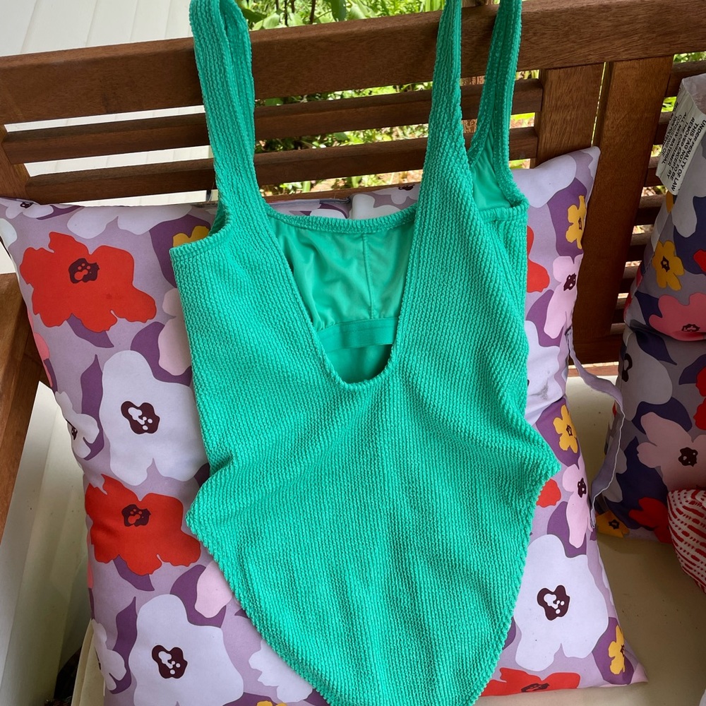 Mint Green Ribbed Bathing Suit - Picture 2 of 3